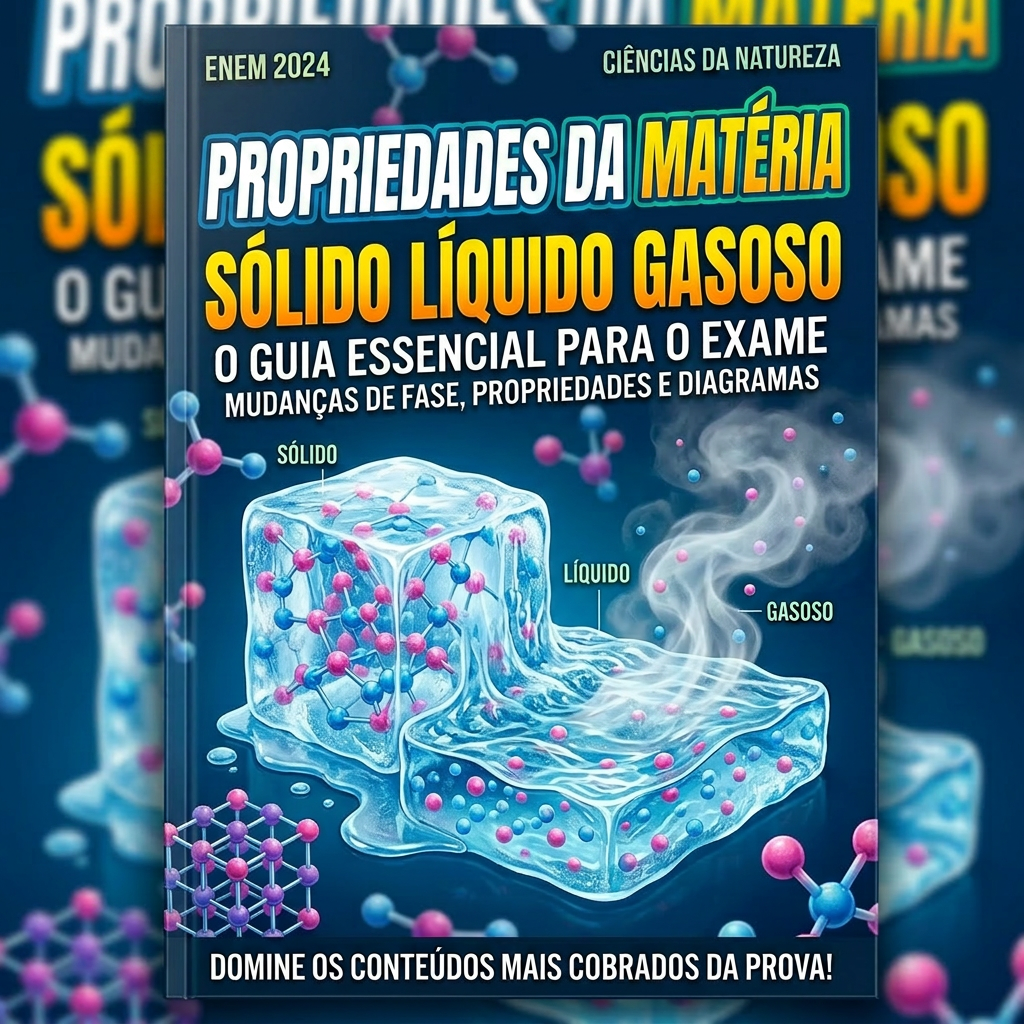 Illustration of solid, liquid, and gas states of matter with molecular structures