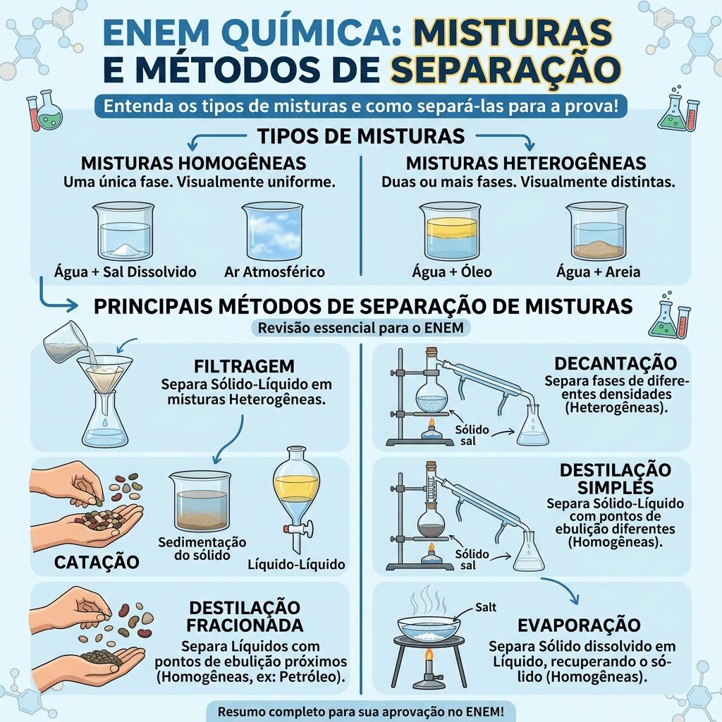 Types of chemical mixtures and methods to separate them including filtration, decantation, distillation, and evaporation
