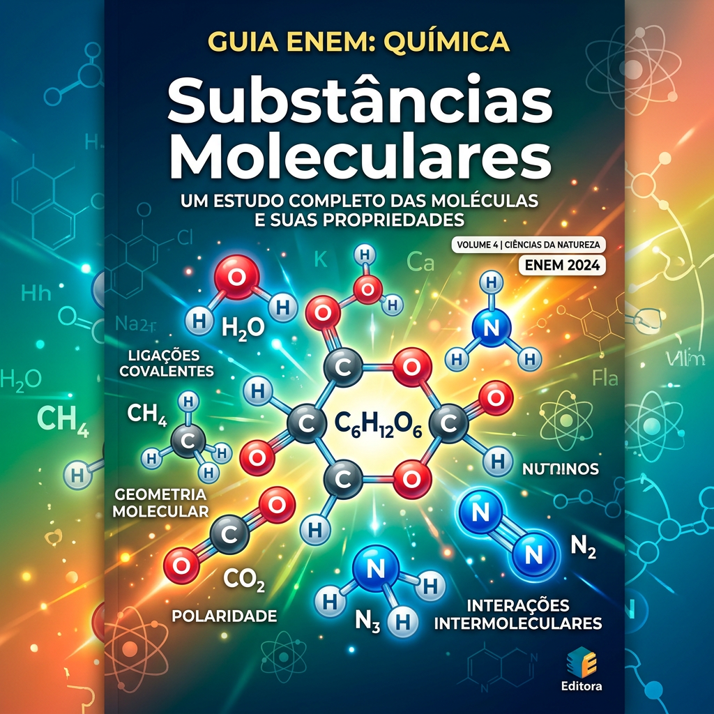 Capa Substâncias Moleculares ENEM moléculas coloridas destaque