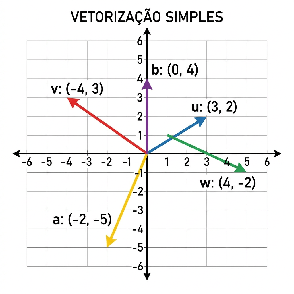 Cartesian plane showing five vectors labeled u, v, w, a, and b with coordinates